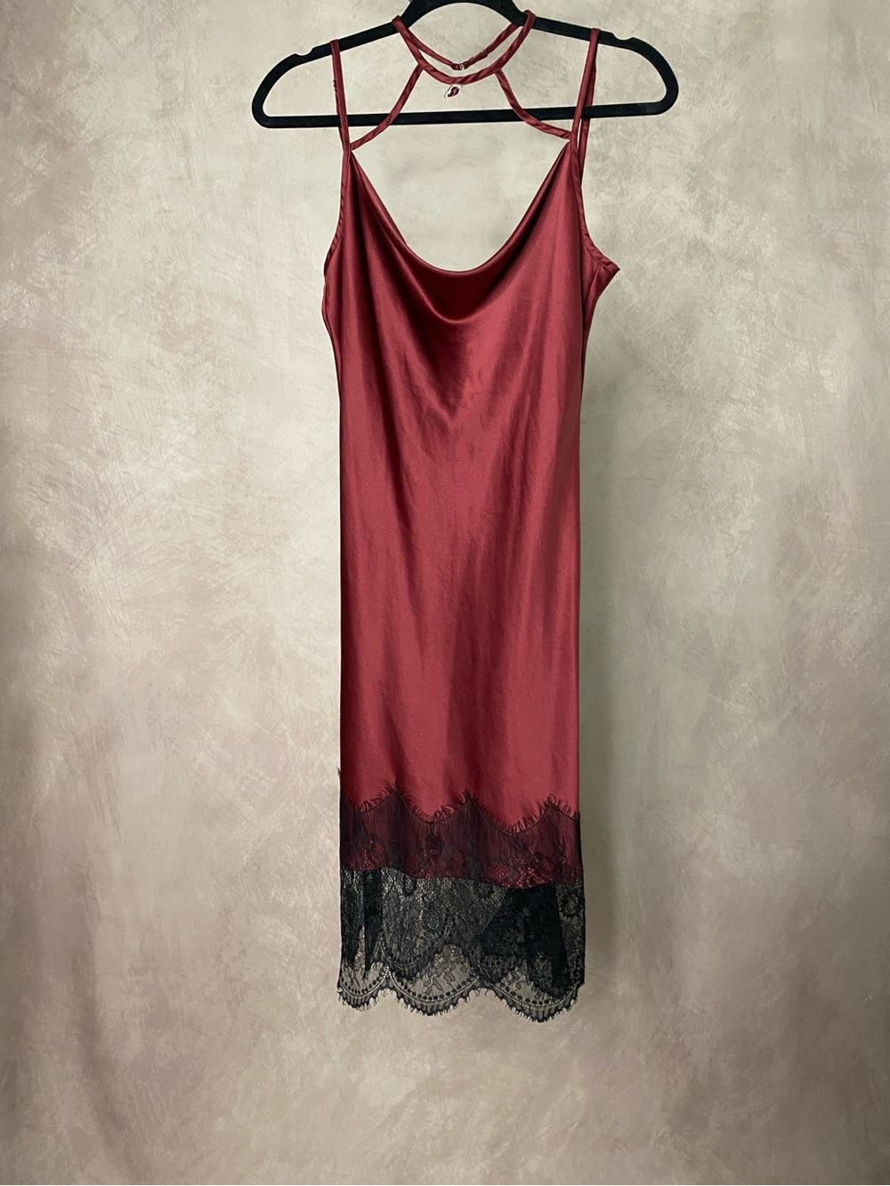 Love Courtney x Nasty Gal Night Moves Burgundy Satin Lace Slip Dress 2016